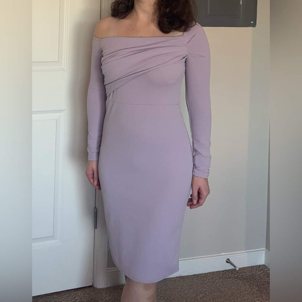 Boohoo lavender off the shoulder dress size 6